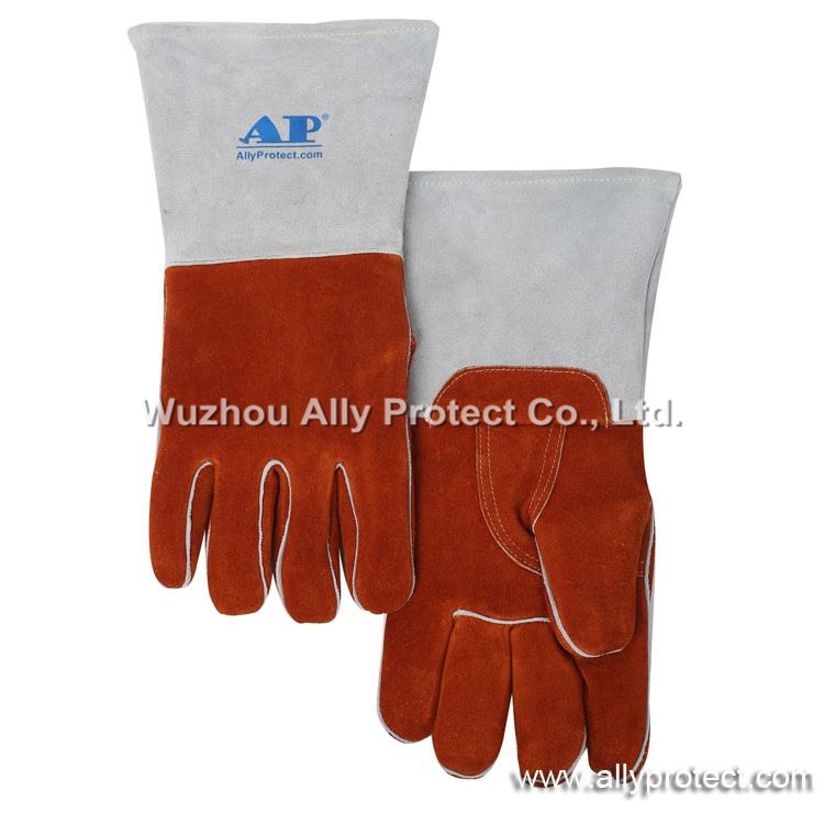 AP-2900 Coffee Patched Palm Welding Leather Gloves